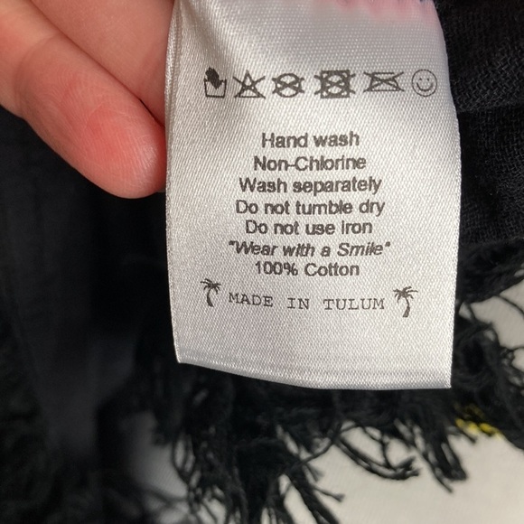 De La Rosa Plau Black Poncho Fringe Shawl Designer OS Boho Lagenlook Longline - Picture 10 of 16